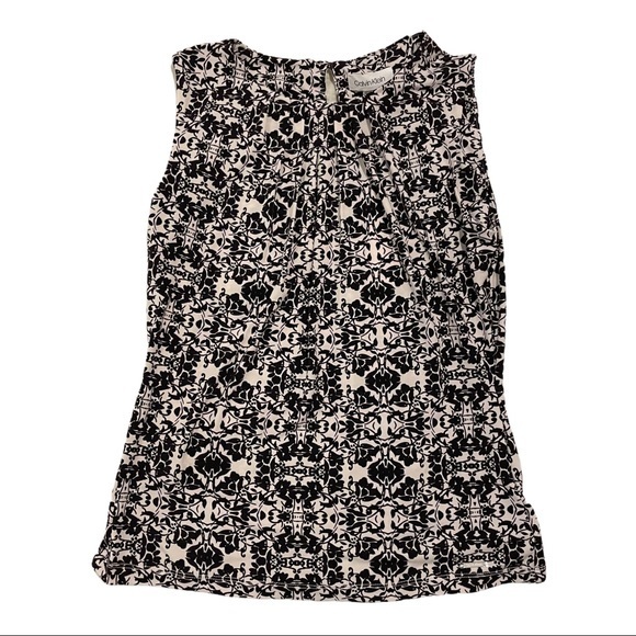 CALVIN KLEIN Floral Sleeveless Pleated Neck Blouse - Picture 2 of 4